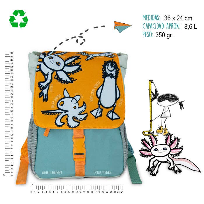 Pepita Viajera - Wholesale Backpack - Kids - Rare Animals School Backpack-Slate6