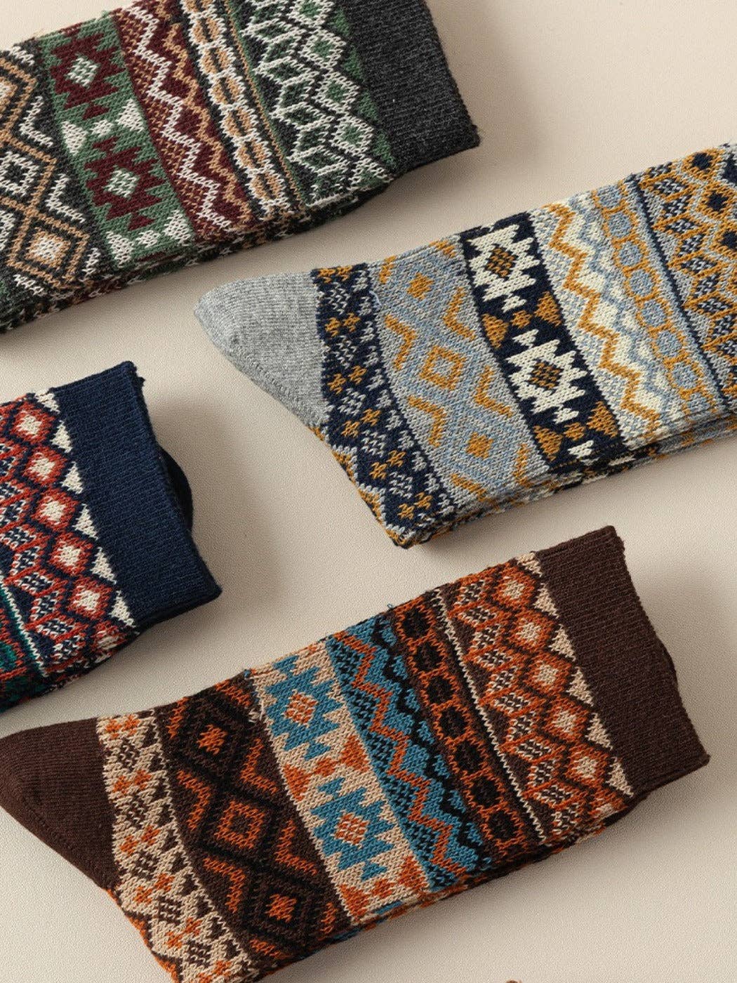 Funkyrel® Atzbranding Limited - Vendita all'ingrosso Calzini - Donna - Rufia - Calze Invernali Boho Retro a Metà Polpaccio9