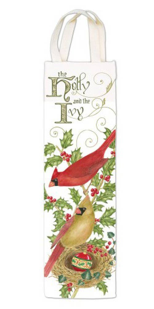 Alice's Cottage - Wholesale Wine Tote - Wine Caddy 25-322 Holly & Ivy1