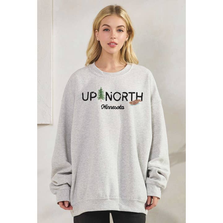 BLUME & CO. - Wholesale Graphic Sweatshirt - Women's - UP NORTH MINNESOTA Oversized Graphic Sweatshirt2