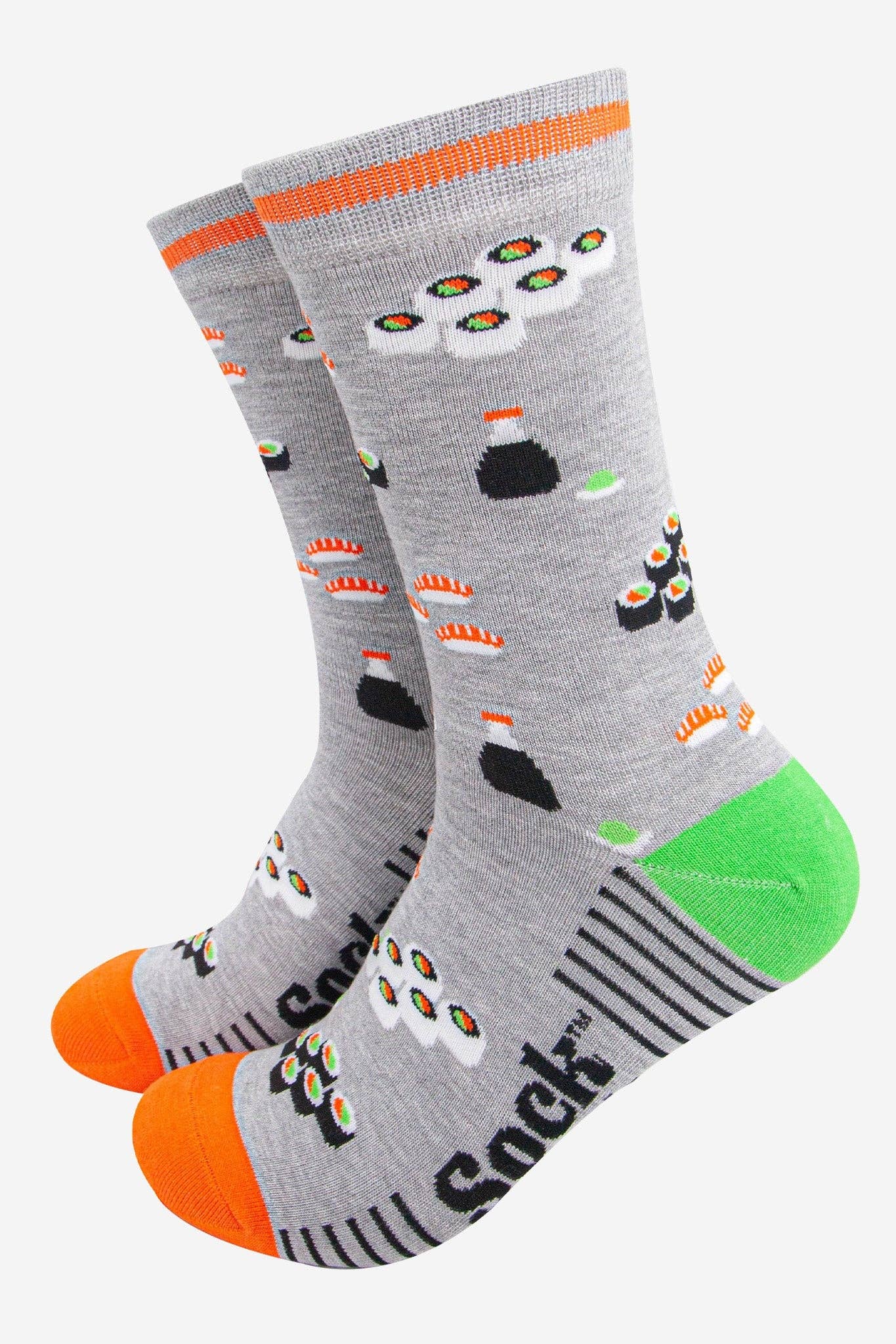 Sock Talk - Wholesale Socks - Men's - Men's Bamboo Socks - Light Grey/Orange, Sushi0