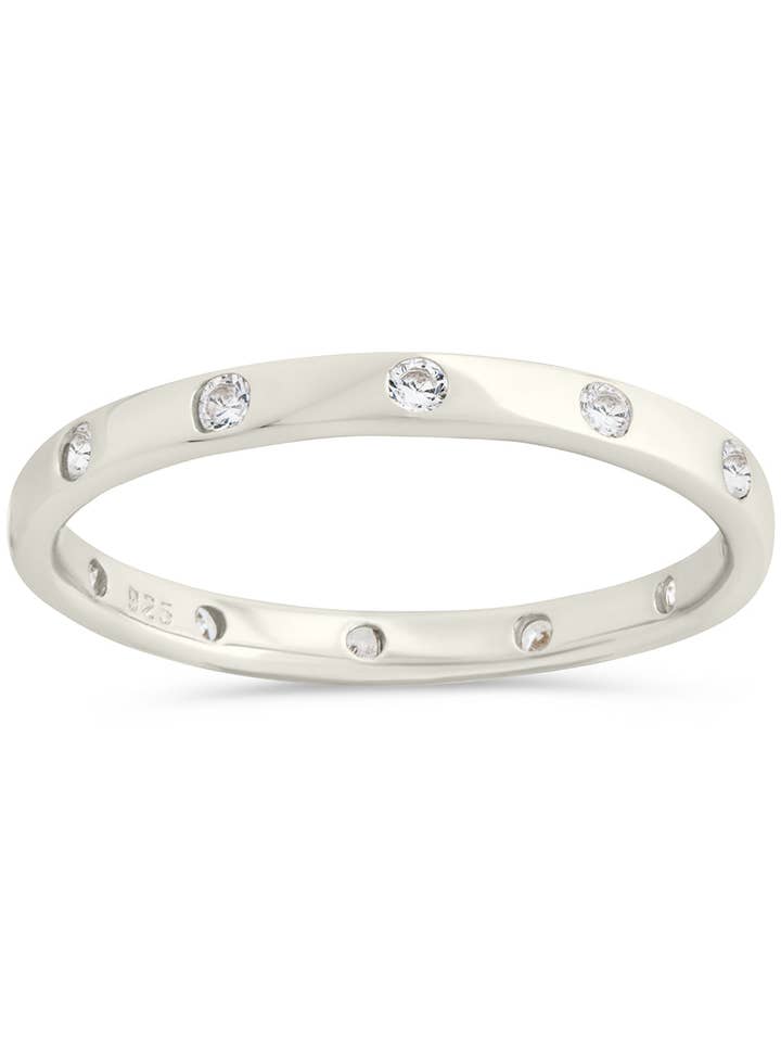 Bague Mindy en argent sterling avec zircons cubiques pour la vente par Sterling Forever