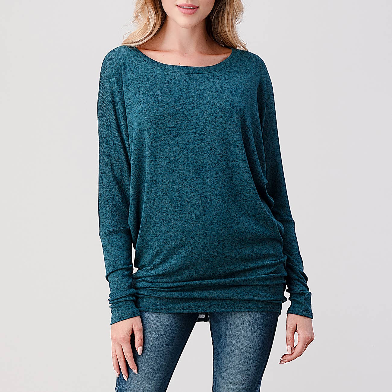 Heimious - Vente Haut en maille – femme - Haut en tricot Hacci à manches longues et col rond à manches Dolman, 270167