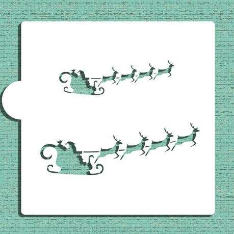 Santa's Sleigh Cookie and Craft Stencil for wholesale by Designer Stencils