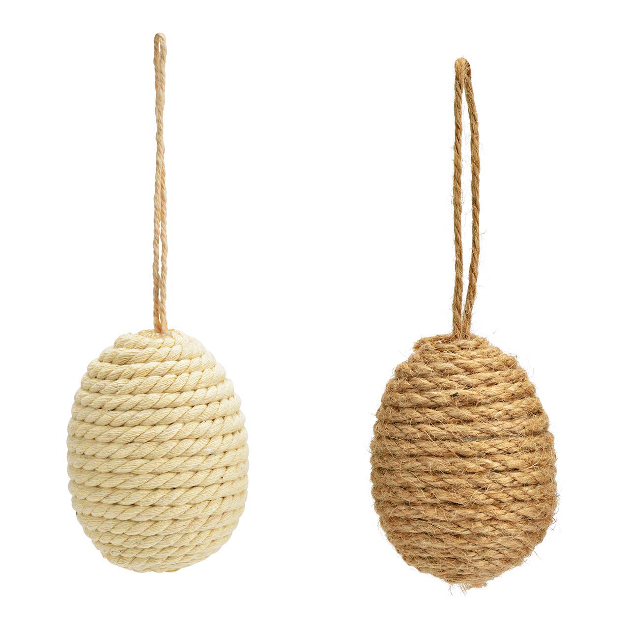 Wurm - Wholesale Decorative Figurine - Hanging eggs made of plastic/jute 12-piece set, brown/white (W/H/D) 6x7x6cm0
