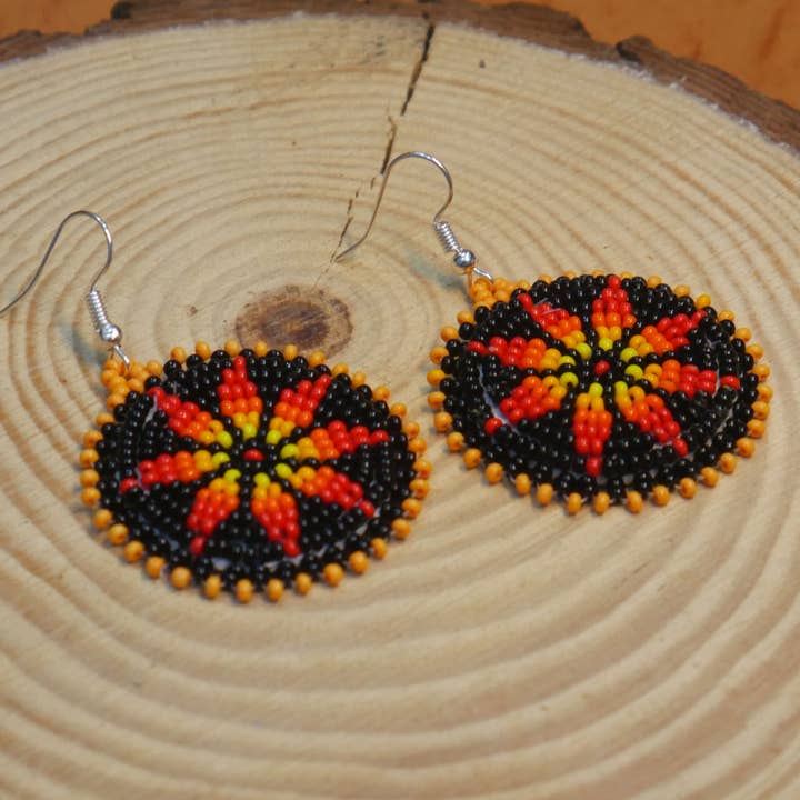 Black Handmade Beaded Earring Native American Tribal Earring for wholesale by KANGURAH