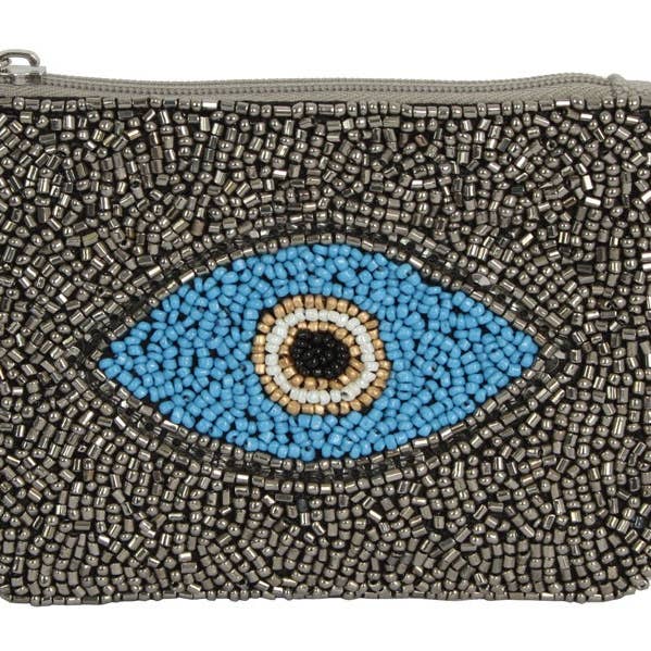 Ladies Evil Eye Themed Beaded Coin Purse for wholesale by Nima Accessories Inc