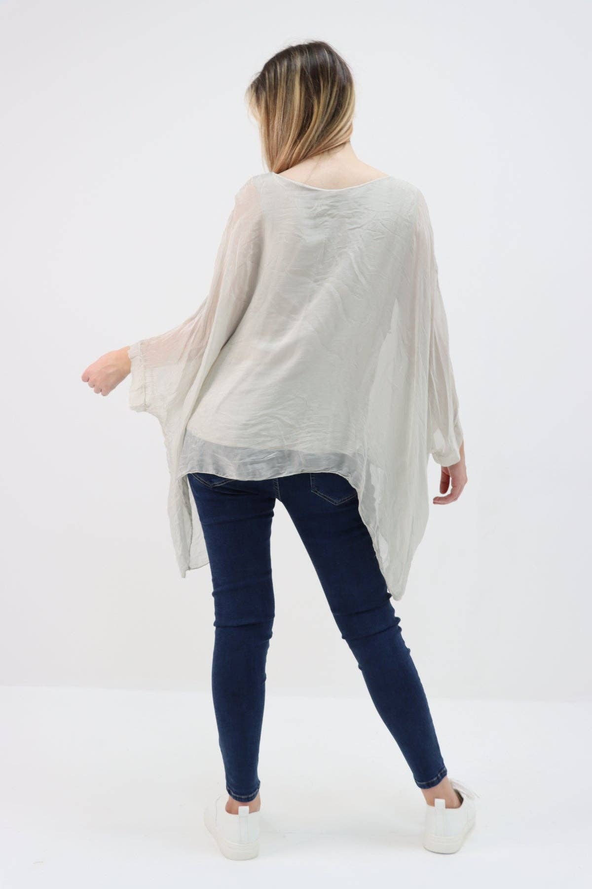 Miss Bold - Wholesale Tunic - Women's - Italian Plain Batwing Silk Tunic Top3