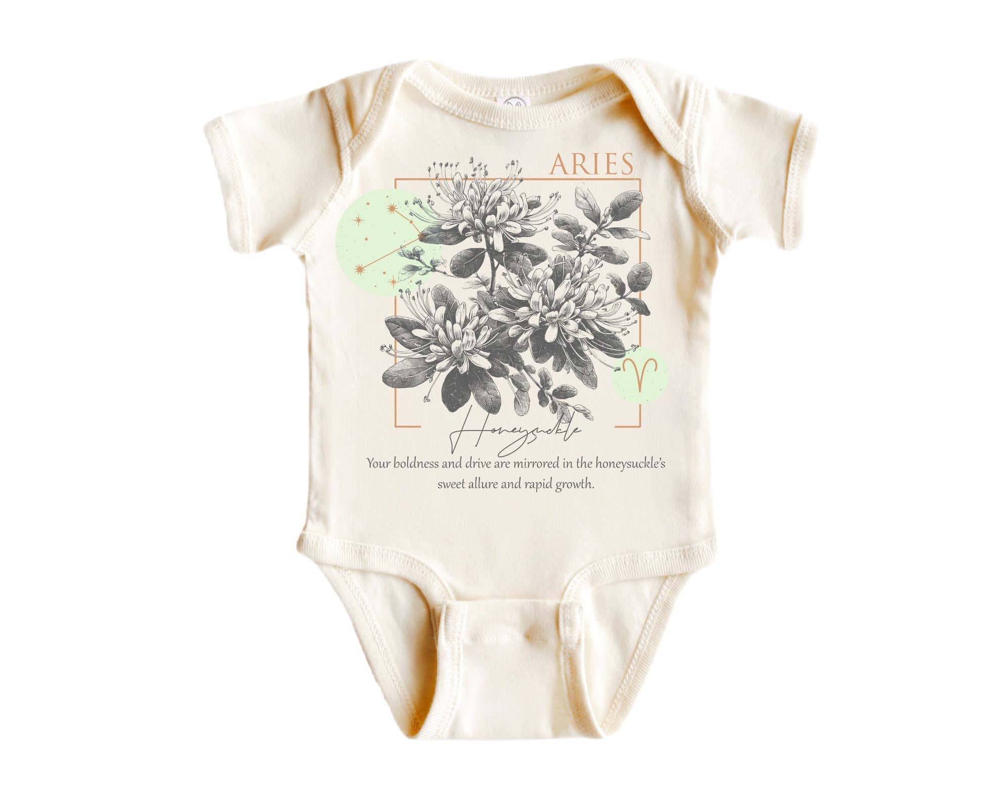 North Fork Forager LLC - Wholesale Bodysuit (Non-Footed) - Baby - Aries Floral Celestial - Baby Boy Girl Clothes Infant Bodysuit Funny Cute Newborn