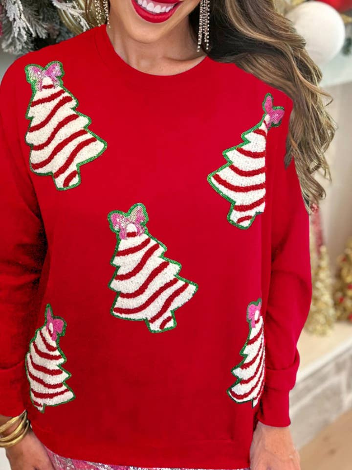 NINEXIS - Wholesale Blouse - Women's - CWTBLL01233_CHRISTMAS TREE SEQUINED CASUAL LOOSE SWEATSHIRT2