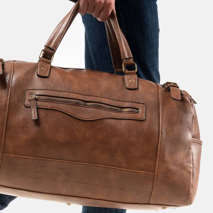 Herling – Saco de viagem - Unissexo por atacado – Herling - Bolsa de viagem vintage grande em couro PU13