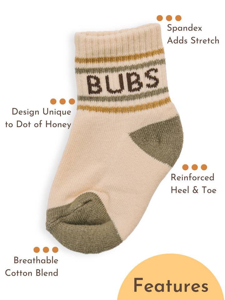 Dot of Honey | Mom + Mini - Wholesale Socks - Kids - Baby/Toddler Half-Crew Socks 2-Pack, Checkered & Bubs Stripe