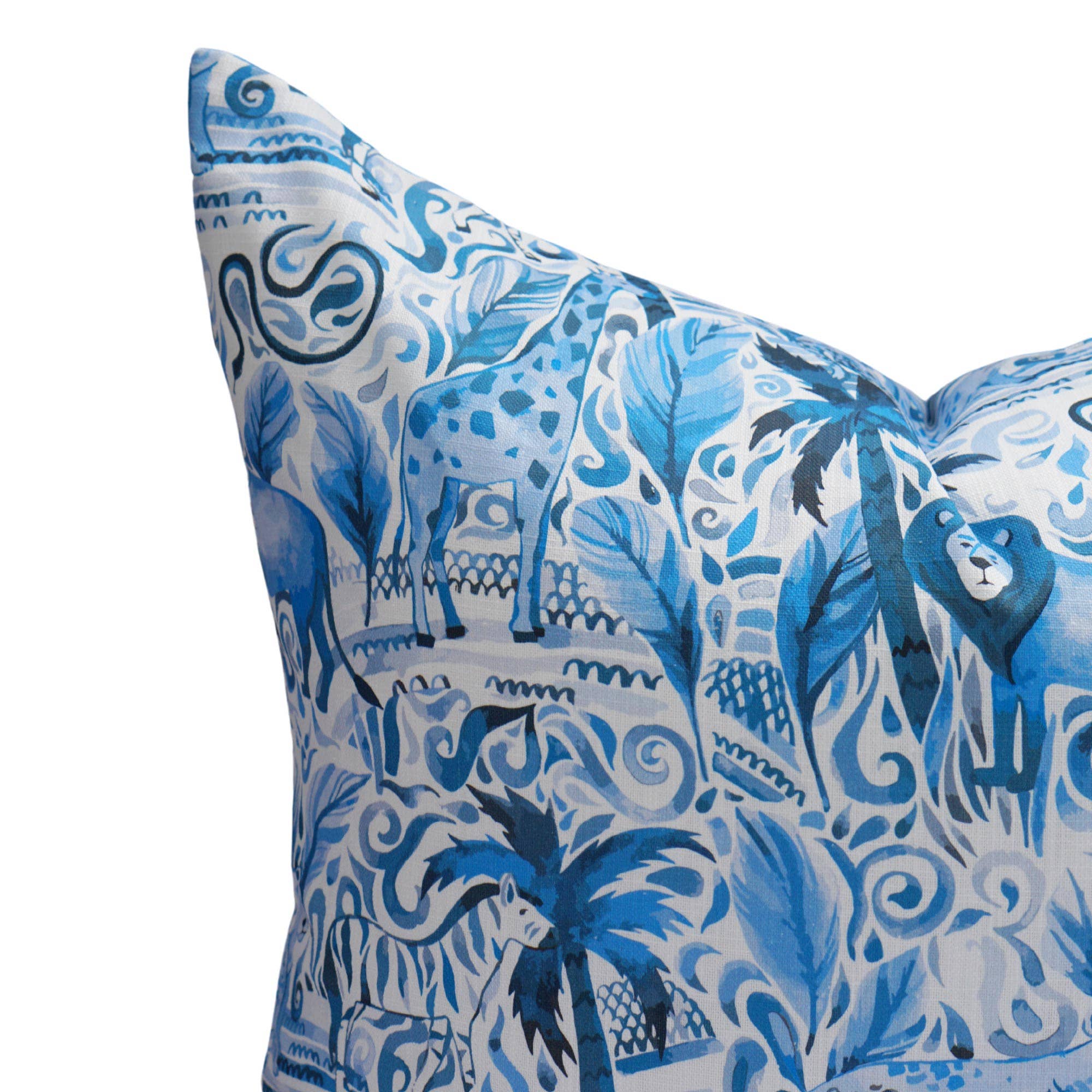 Post House - Wholesale Throw/Decorative Pillow - Journey in the Jungle Pillow in Blue Mono1
