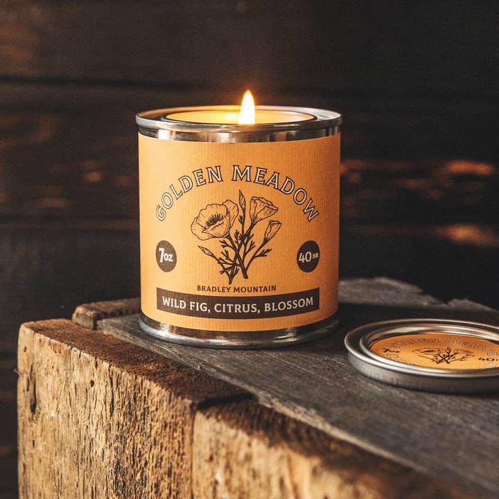 Golden Meadow Travel Candle for wholesale by Bradley Mountain