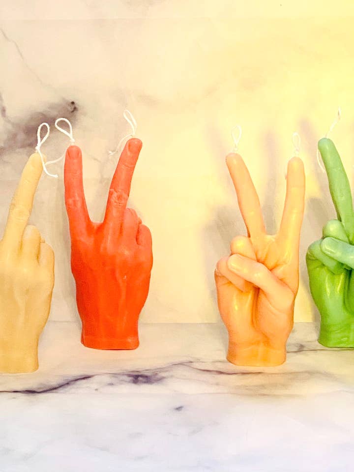 Peace Hand Beeswax Candle for wholesale by Maple + Love