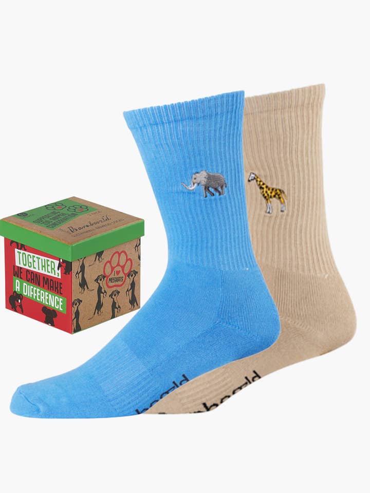 CAJA DE REGALO DE CONSERVACIÓN DEL ZOOLÓGICO 2PK ELEFANTE Y JIRAFA PARA HOMBRES para venta al por mayor de Bamboozld