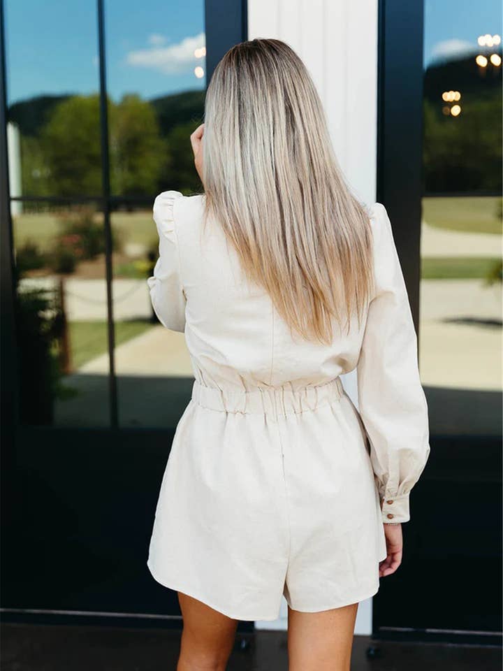 Rosa Clothing - Wholesale Romper - Women's - contrast bow tie front closure long sleeve romper15