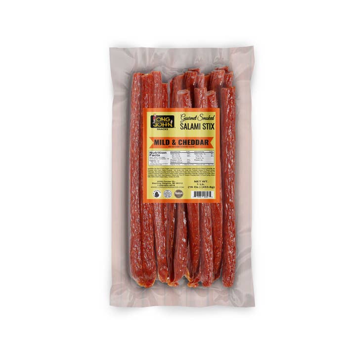 Long John Snacks – wholesale Salami – Dried Salami Sticks- Mild & Cheddar - 1 Lb.