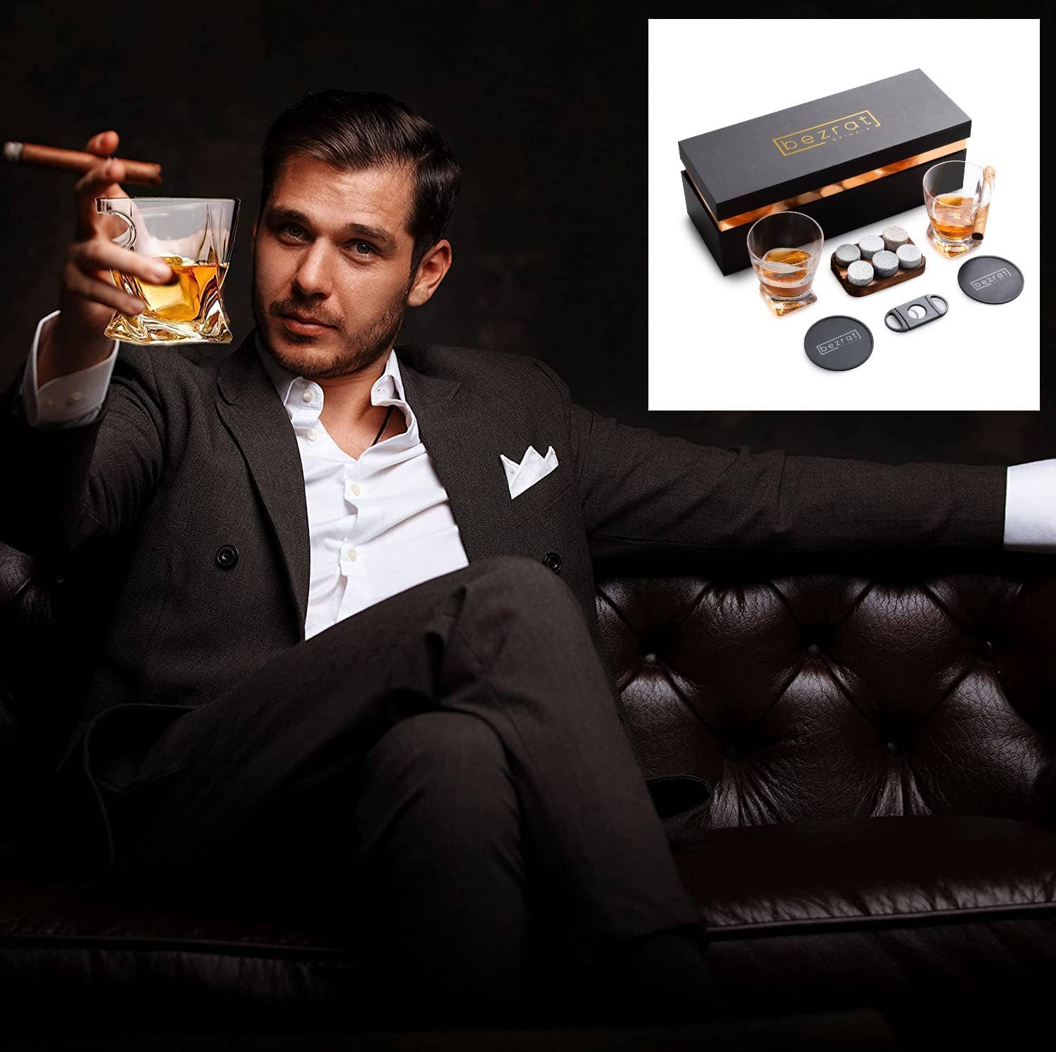 Bezrat - Wholesale Cocktail/Liquor Glass - Whiskey Glasses and Accessories - 12 pieces in Gift Box3