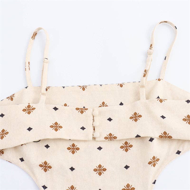 As Shown French Print Linen Midi Dress Summer Chic for wholesale on Faire8