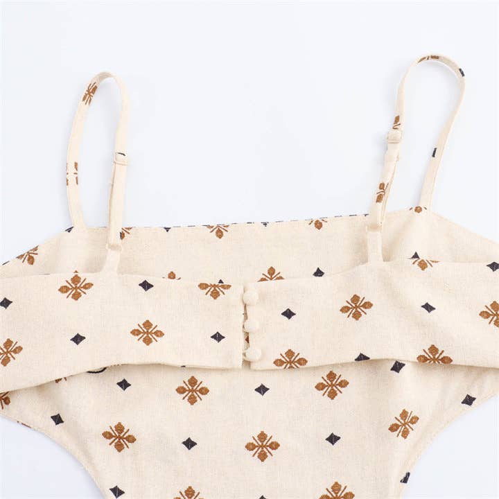 As Shown French Print Linen Midi Dress Summer Chic for wholesale on Faire8