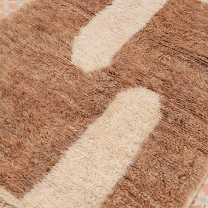 Néda – Engroshandel Løst tæppe – Moderne Beni Ouarain Berber Tæppe Farverigt Brun Beige Mørk Hvid - 158 x 115 cm