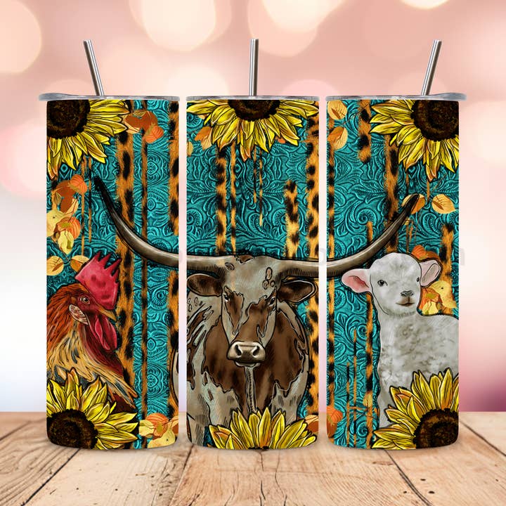 Longhorn Cow/Chicken/Sheep Tumbler for wholesale by Moyer Farm Parts