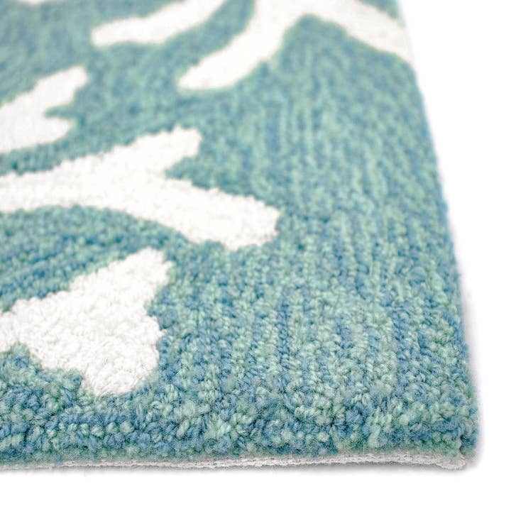 Aqua Capri Coral Border Indoor/Outdoor Rug for wholesale on Faire5