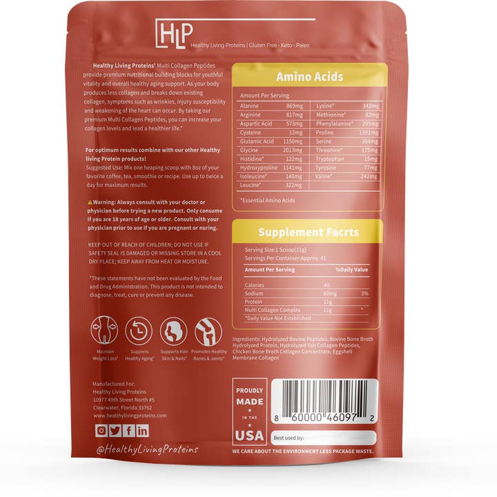Healthy Living Proteins LLC - Wholesale Protein/Superfood Powder - Multi Collagen 16 oz.