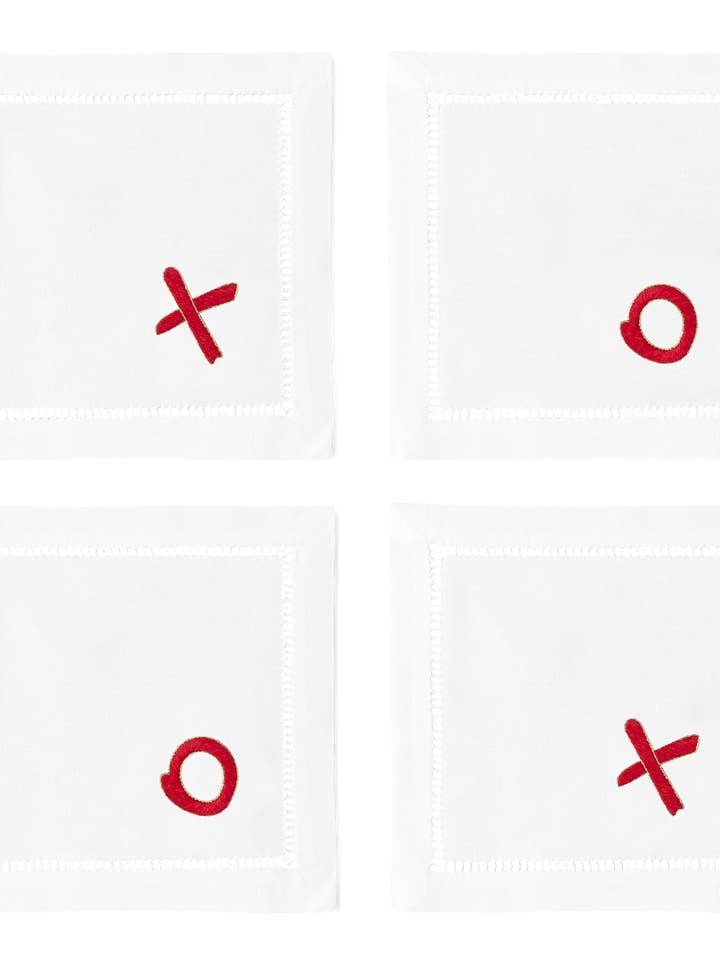 XOXO Cocktail Napkins | Mixed Set of 4 för wholesale av Henry Handwork