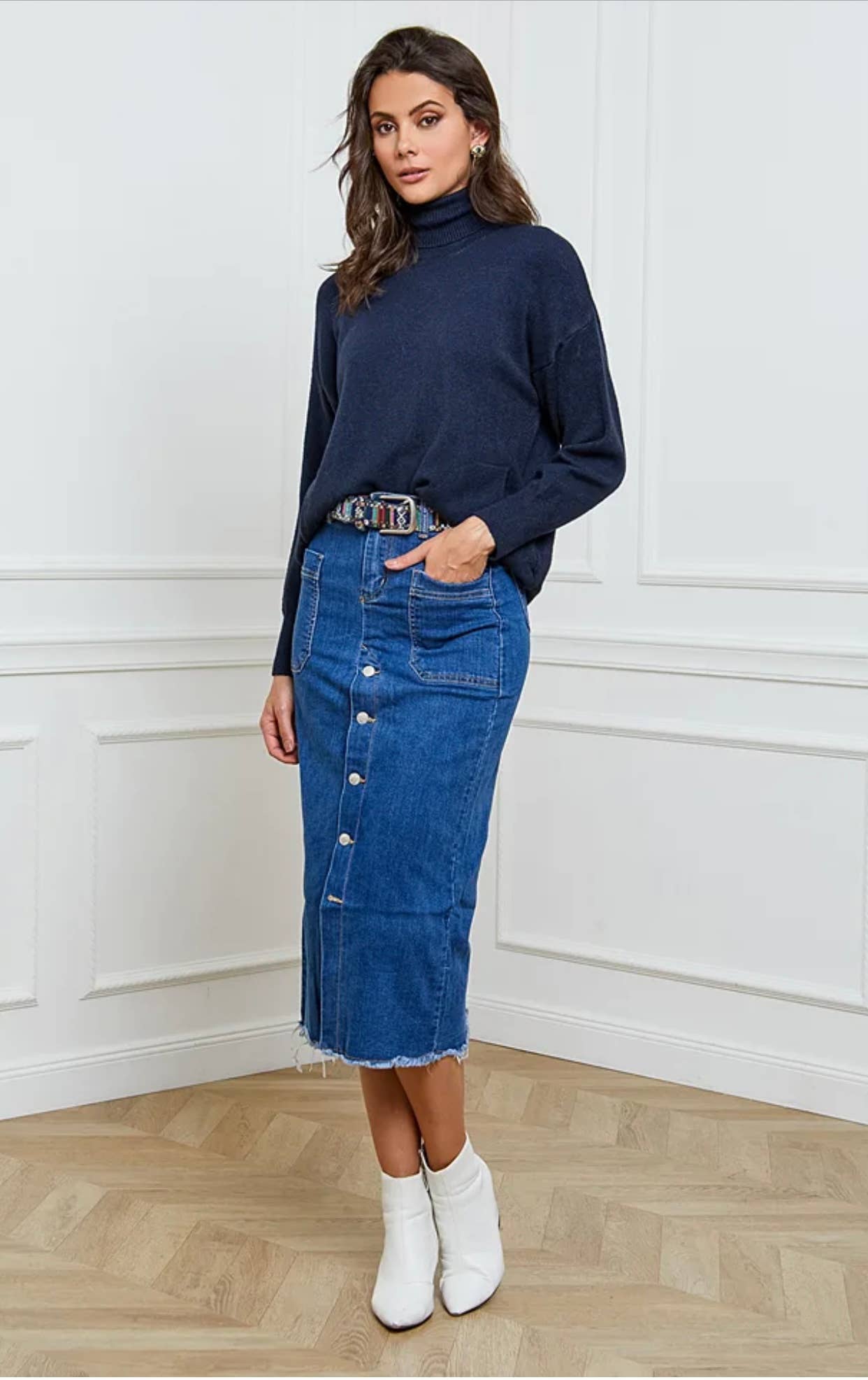 LÉA & LUC – wholesale Knitted jumper – Women′s – Turtleneck sweater with pockets REF. 003053