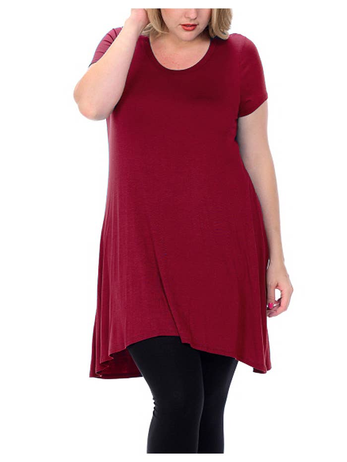42POPS - Wholesale Tunic - Women's - "...._PLUS SIZE Shark Bite Scoop Neck Tuni
