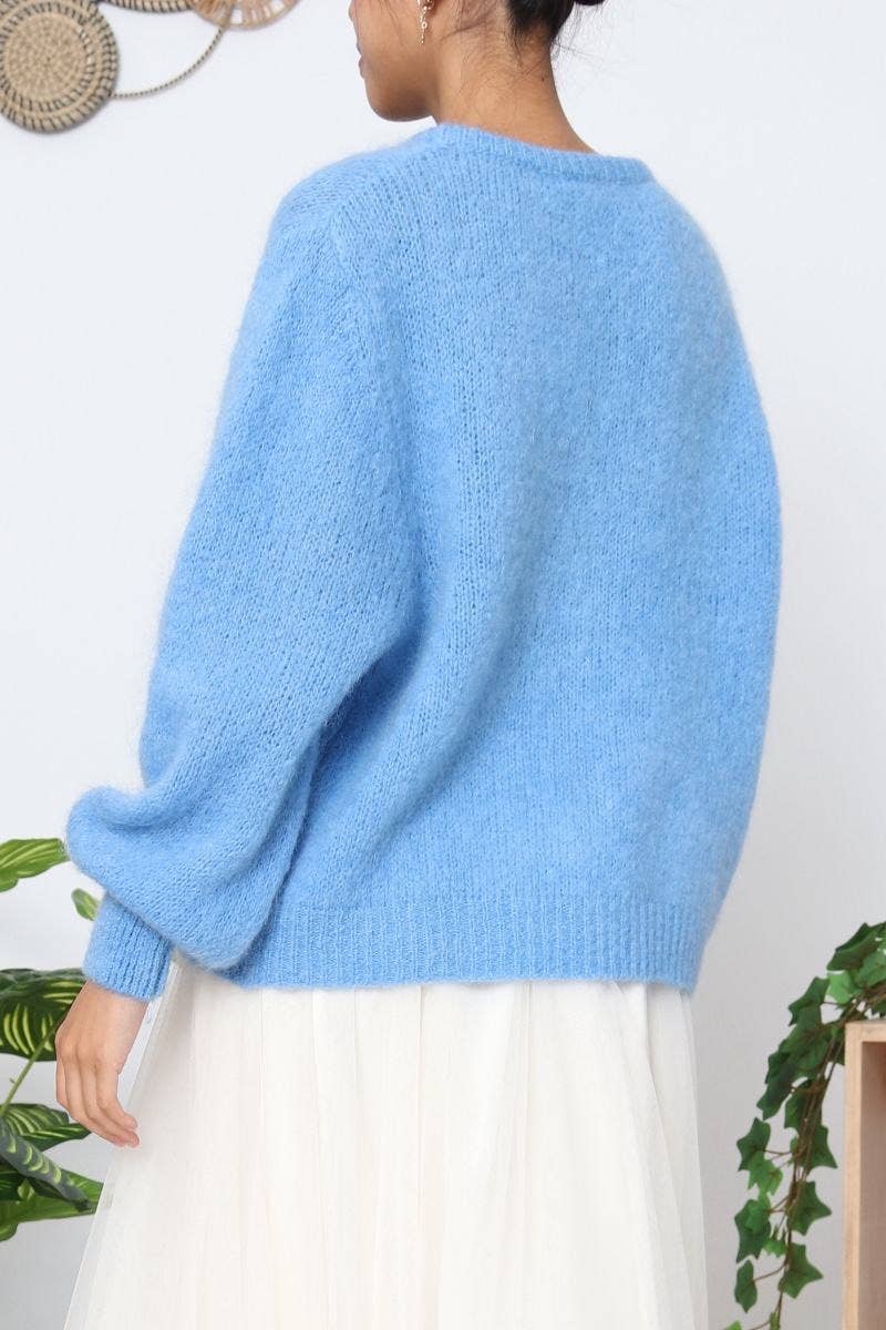 Orice – Cardigan - Mulher por atacado – Cardigã de tricô em lã mohair com laço - Orice18