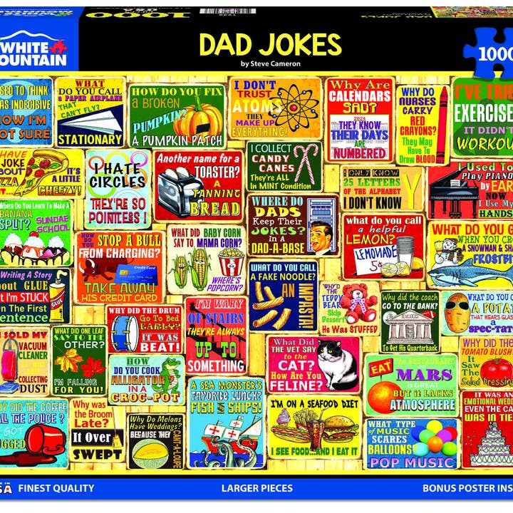 White Mountain Puzzles - Wholesale Puzzle - Adult - Dad Jokes (1932pz) - 1000 Piece Jigsaw Puzzle