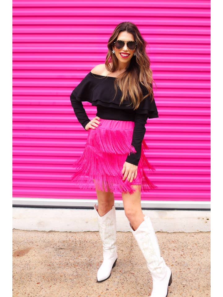 Pink Signature Moves Fringe Skort for wholesale on Faire4