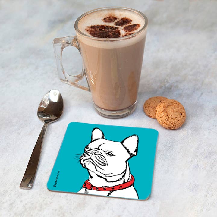 Ensemble de 2 dessous de verre bouledogue français pour la vente par Buggle Betty Productions