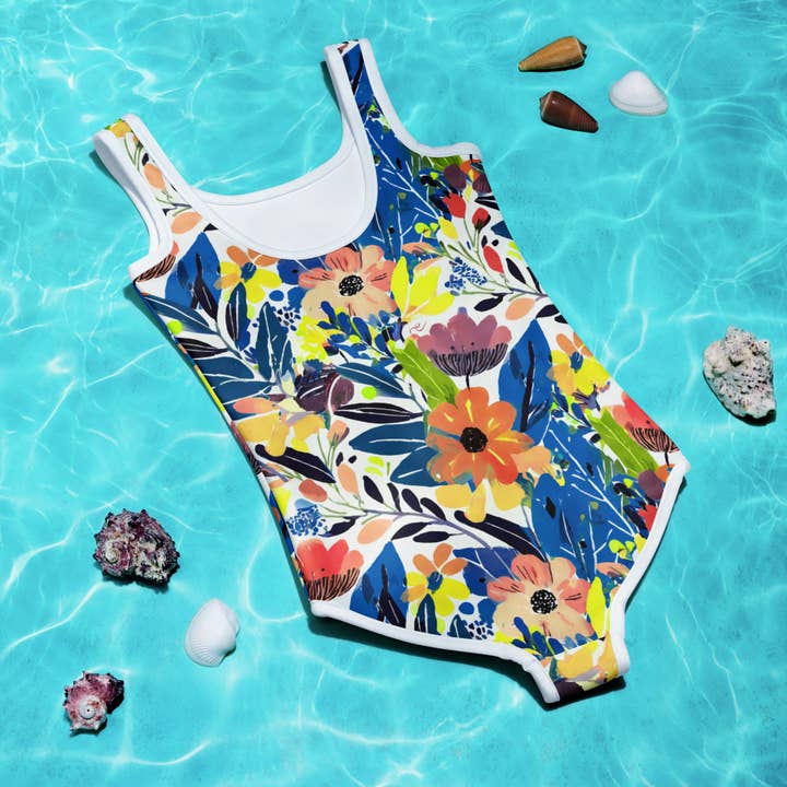 Enveloped - Wholesale One Piece Swimsuit - Kids - Bright Blue girl's swimsuit1