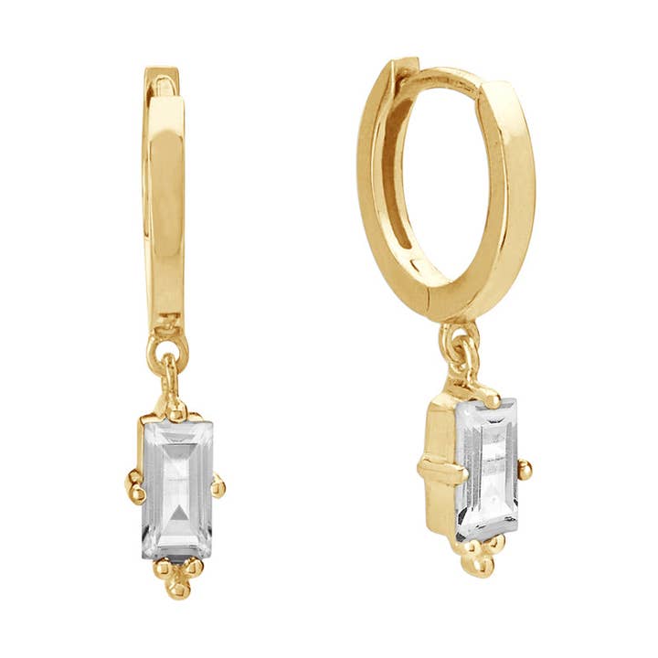 Abraços com Baguete Pendurada Topázio Branco por atacado de Murkani Jewellery