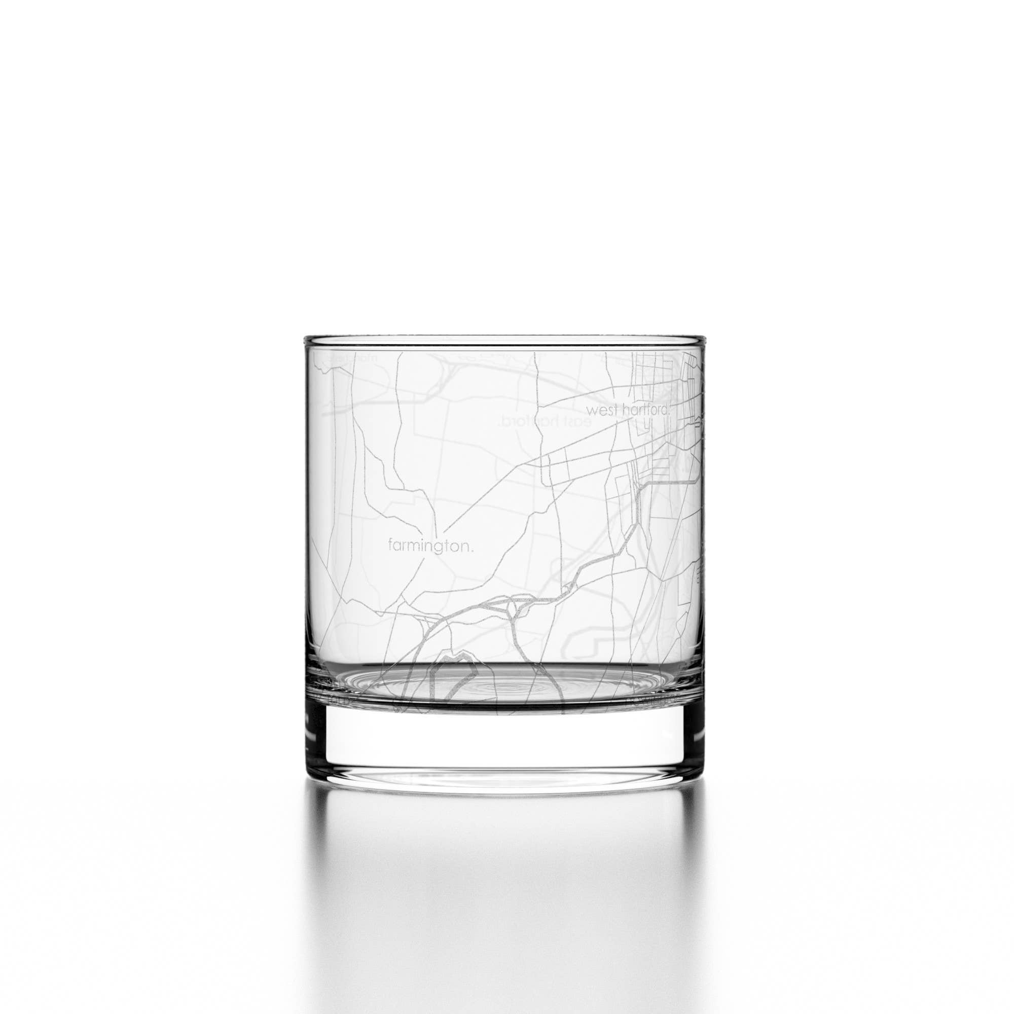 Well Told - Wholesale Cocktail/Liquor Glass - Hartford, CT City Map - Etched Whiskey Rocks Glass4