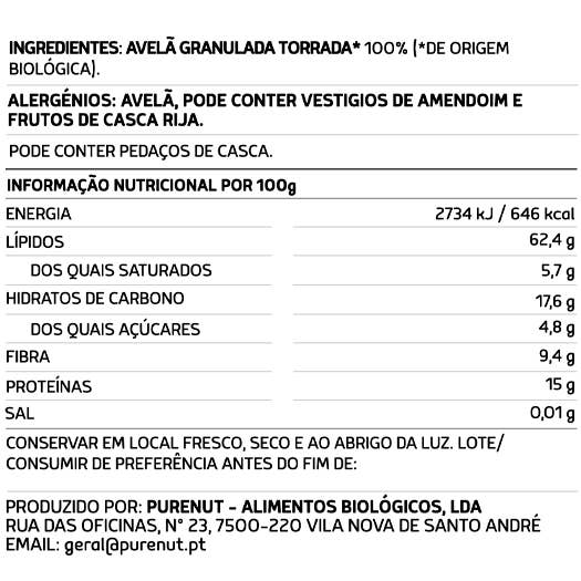 Purenut Alimentos Biológicos Lda - Venta al por mayor Cremas de frutos secos - Mantequilla de avellanas 230g1