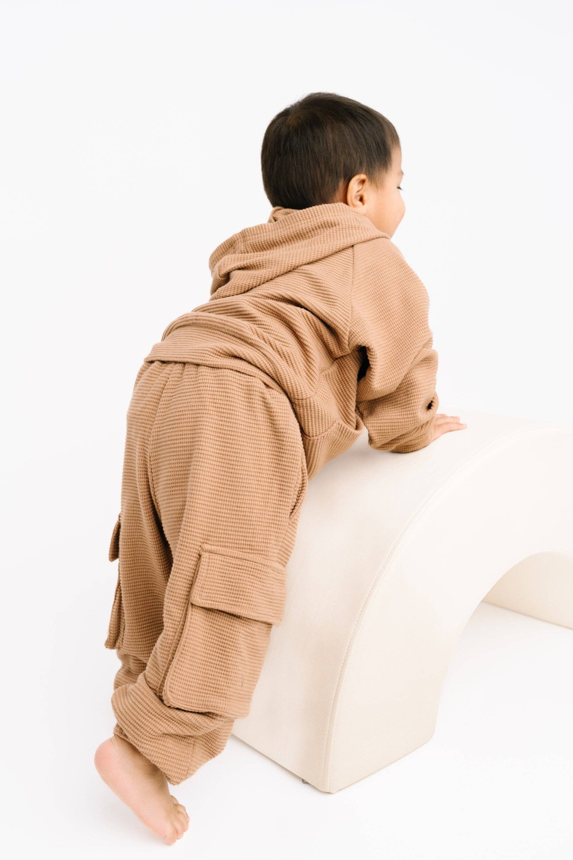 Little One Shop - Wholesale Top & Pant Set - Kids - Toasted Almond Waffle Cargo Set5