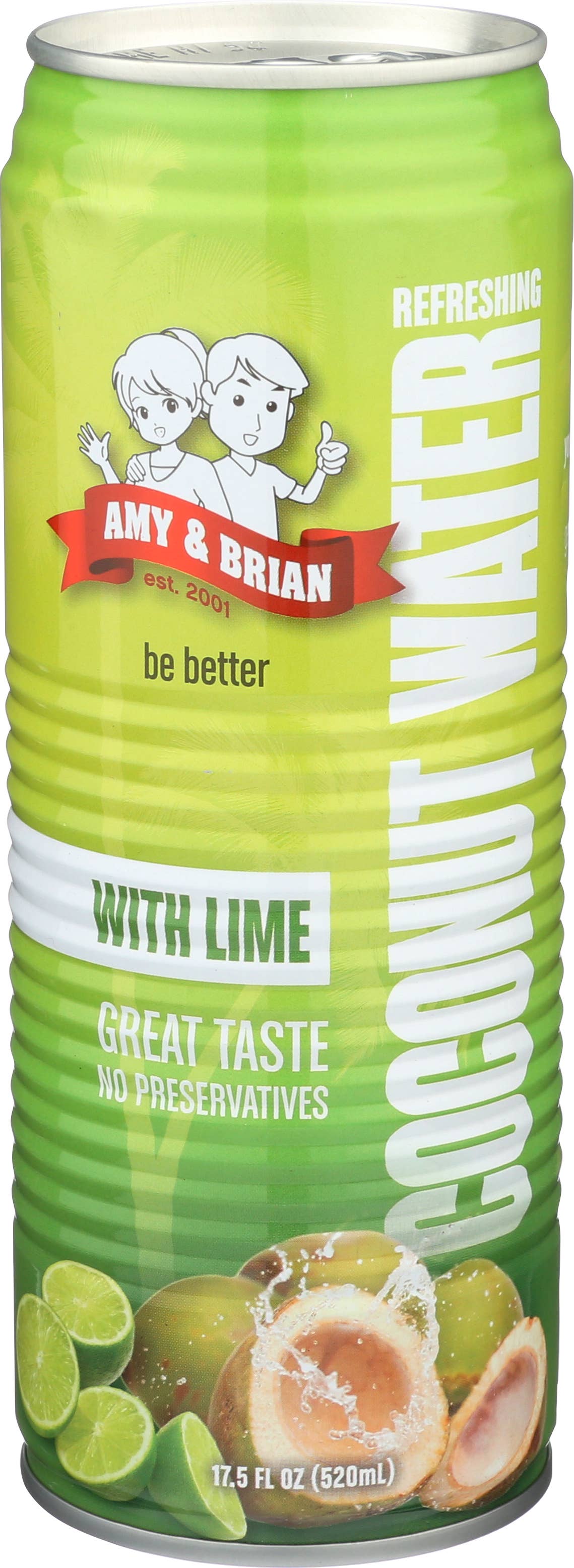 Amy & Brian - Wholesale Flavored/Infused Water (Non-Carbonated) - Amy & Brian Premium Coconut Water with Lime - 17.5 Fl Oz1