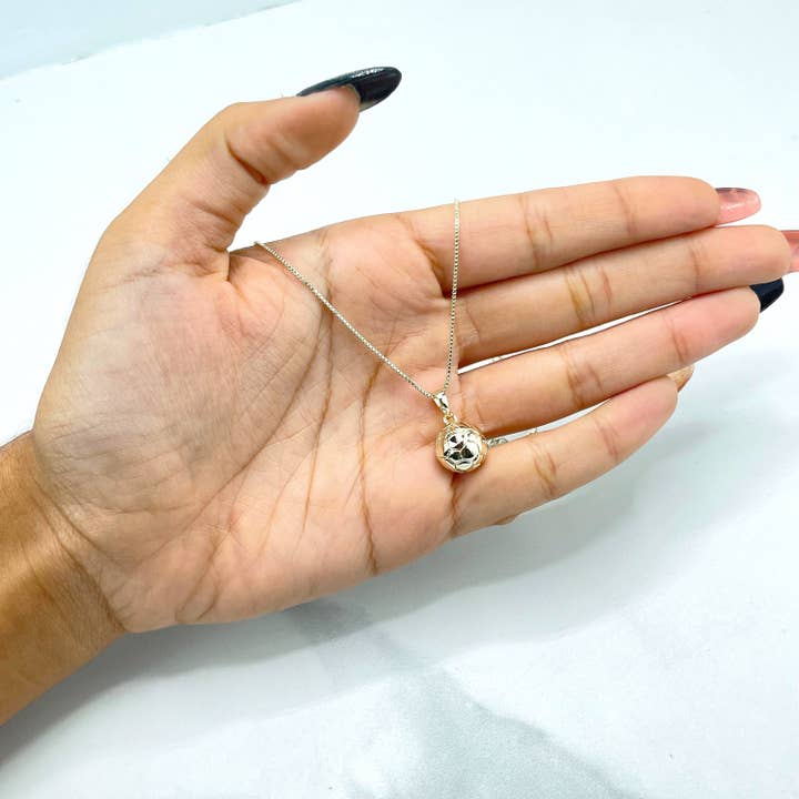 DIJU Jewelry - Wholesale Pendant/charm necklace - 18k Gold Filled 3D Soccer Ball Charm Necklace1