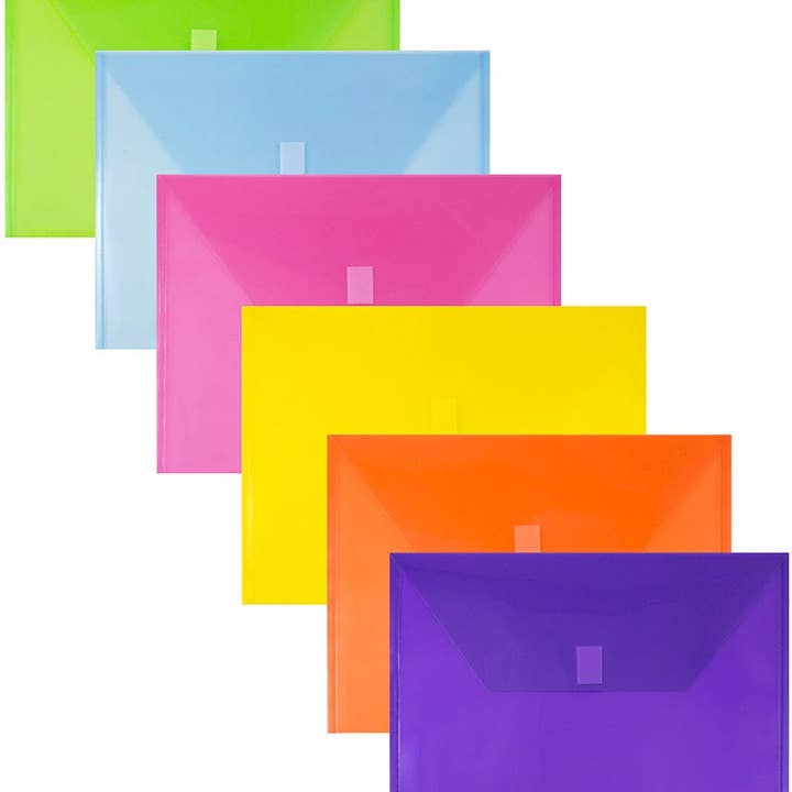 JAM PAPER - Wholesale Envelopes - Plastic Envelopes with Hook & Loop Closure, 6-Pack