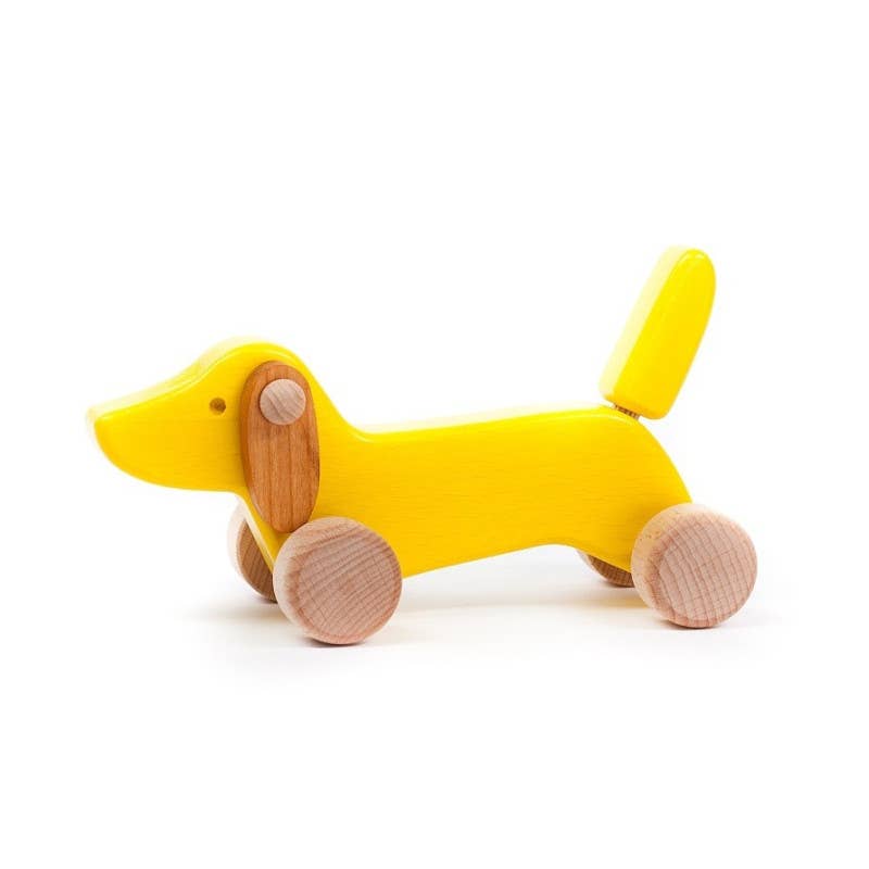 BAJO WOODEN TOYS - Wholesale Wood Toy - Kids - Small Dachshund on Wheels - Wooden Toy Dog0