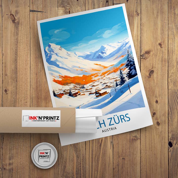InkNPrintz – wholesale Poster – Lech Zurs am Arlberg Austria Travel Poster Skiing8