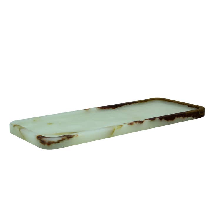 Marble Crafter - Wholesale Decorative Tray - Hermes Collection Light Green Onyx Honed Finish 12" Rect