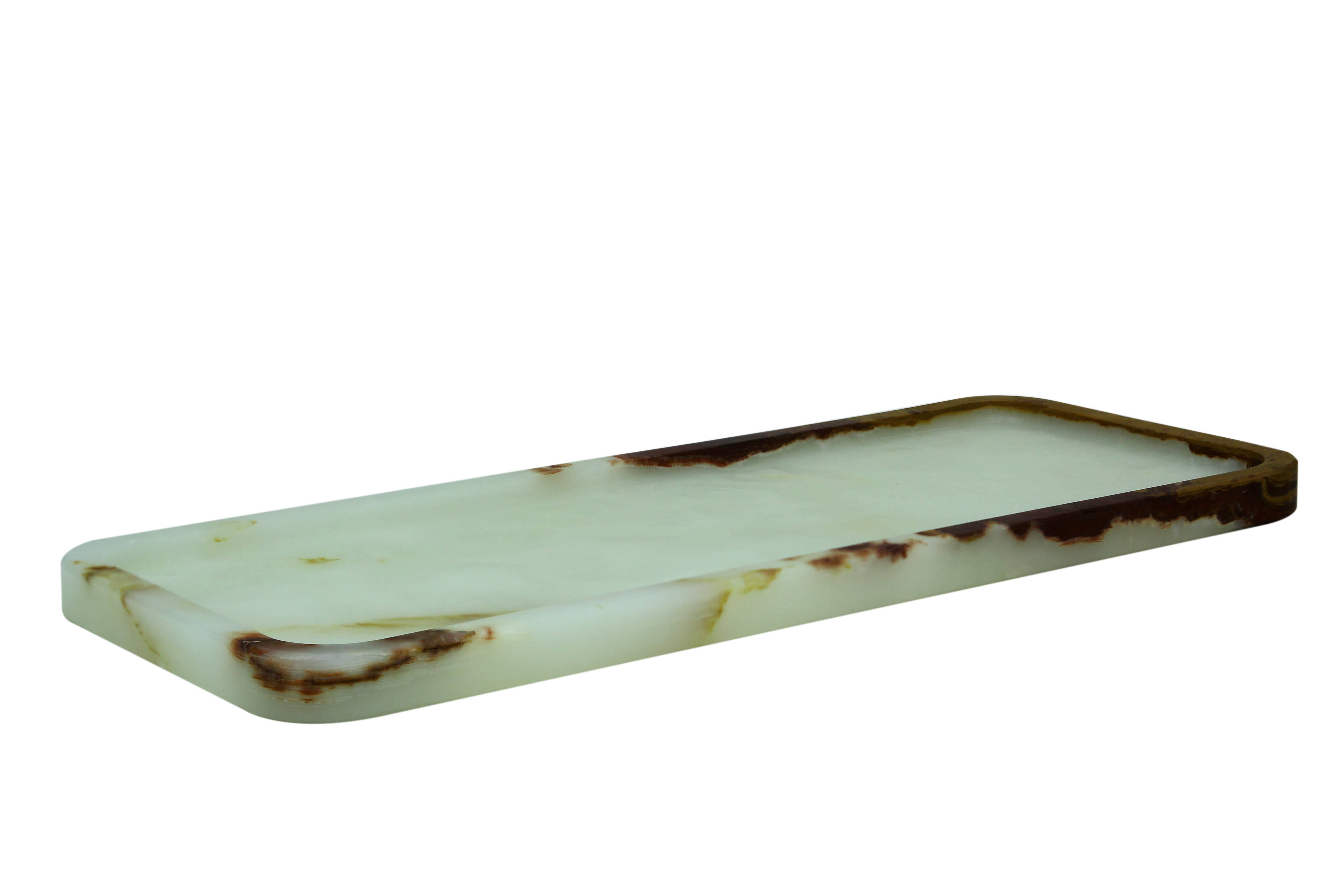 Marble Crafter – Engroshandel Pyntebakke – Hermes Kollektion Lysegrøn Onyx Honet Finish 12" Rect