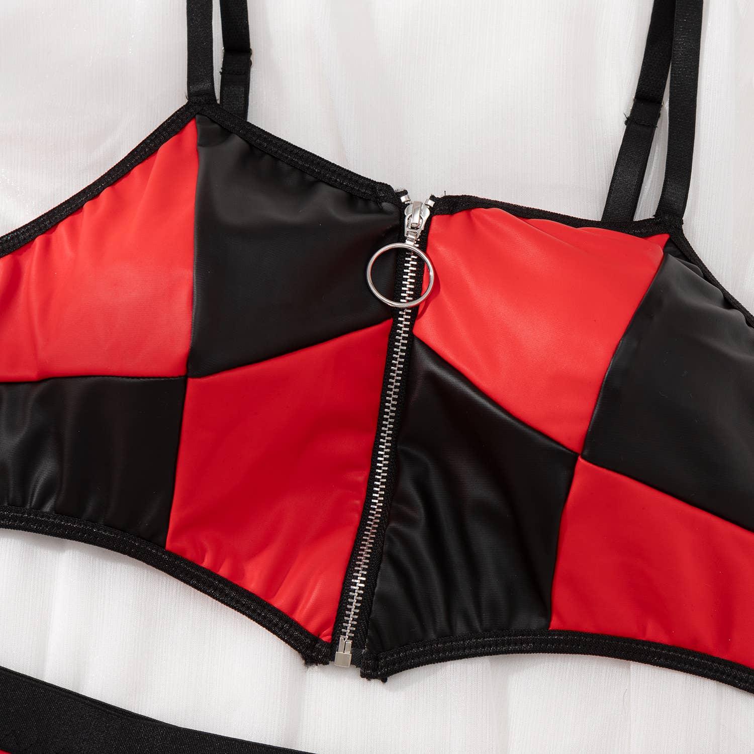 Black Sexy Leather Zipper Color Matching Underwear Suit for wholesale on Faire11