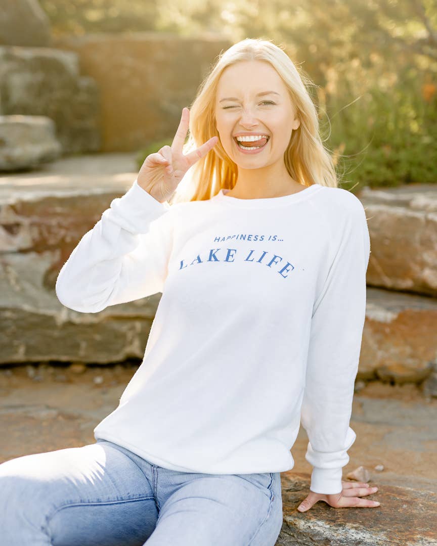 Happiness Is... – Camisola gráfica - Mulher por atacado – Sweatshirts Women's Lake Life - 4 Cores10